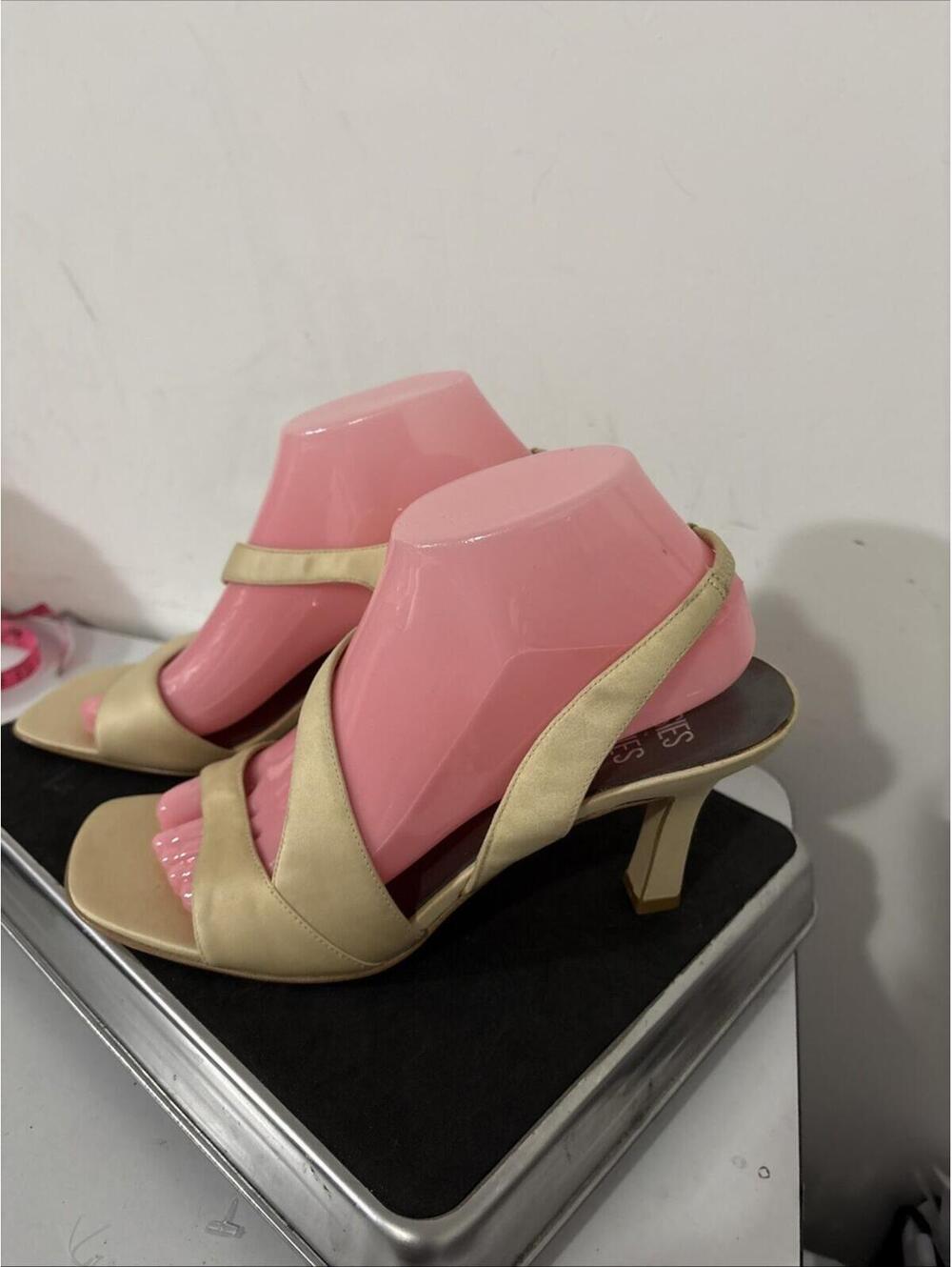 Mootsies‎ Tootsies Womens 9M Beige Strappy High Heel Shoes Open Toe Slingback
